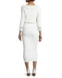 Soutache-Embroidered Midi Skirt, White