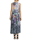 Orchid Asymmetric Fish-Print Maxi Dress, Multi