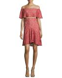 Braxten Lace Flared Godet Skirt, Pink