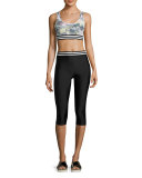 Elastic Band Capri Performance Leggings, Black