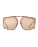 Salvador Oversized Mirrored Wrap Sunglasses, Pink