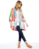 Mix-Print Kimono Jacket