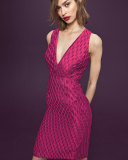 Sleeveless Jacquard Cocktail Dress, Rose