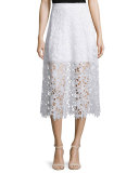 Tori A-Line Lace Midi Skirt, White