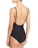 Alyssa Scoop-Neck Swimsuit, Theia Eyelet Black