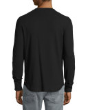 Thermal Henley T-Shirt, Black