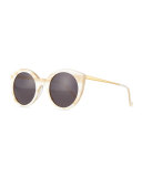 Palm Beach Round Sunglasses, Cream