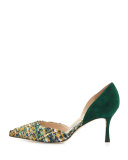 Taylerbi Tweed d'Orsay 70mm Pump, Green/Gold