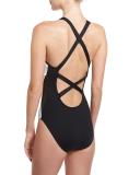 Block My Way High-Neck One-Piece Swimsuit, Black/White