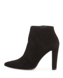 Hitimes Suede Chunky-Heel Bootie, Black 