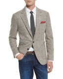 Herringbone Three-Button Sport Jacket, Farro
