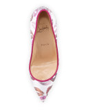 Cosmopump Lip-Print Red Sole Pump, White