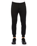 Wool-Blend Stretch Jogger Pants, Black