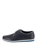 Perforated Leather Derby Shoe, Blue/White