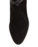 Suede Ankle-Strap Bootie, Black