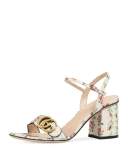 Marmont Rose 75mm Sandal, Floral/White