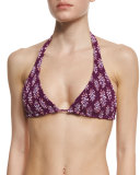 Raven Floral Smocked Halter Swim Top, Agave/Sangria