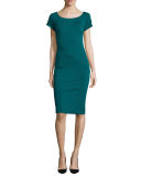 Short-Sleeve Ponte Body-Conscious Sheath Dress
