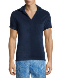 Bulldog Geometric-Print Swim Trunks, Blue Pattern