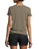 Cotton-Blend Buckled Mid-Rise Shorts, Black