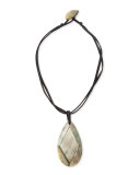 Faceted Mother-of-Pearl Pendant Necklace, Black