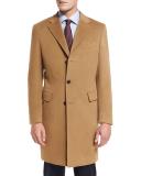 Classic Cashmere Single-Breasted Topcoat, Camel