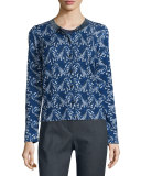 Floral Lace-Print Cardigan, Midnight