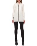 Silk Tunic w/ Braided-Leather Trim