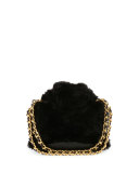 Faux-Fur Small Moto Jacket Shoulder Bag, Black