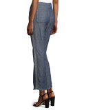 Filipe Cropped Chambray Pants, Blue