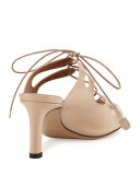 Dixie Patent Lace-Up Mule, Beige