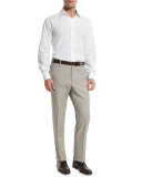Parker Flat-Front End-On-End Trousers, Light Beige