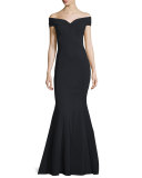 Genny Off-the-Shoulder Sweetheart Mermaid Gown 