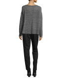 Melange Mesh Boxy Sweater, Ash