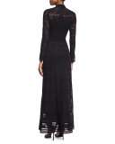 Long-Sleeve Rib-Stitch Maxi Dress