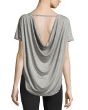 Out of Slink Cowl-Back Dolman Athletic Tee, Medium Gray