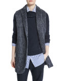 Notch-Collar Glen-Check Vest, Navy