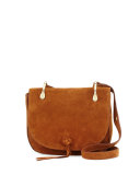 Zoe Suede Saddle Bag, Tan