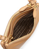 Vitello Diano Double-Zip Crossbody Bag, Caramel (Caramel)