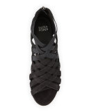 Oodle Caged Leather Sandal, Black