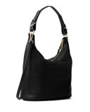 Lupita Large Leather Hobo Bag, Black