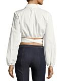 Trillian Tie-Front Cropped Shirt, White
