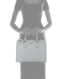 Saffiano Lux Double-Zip Tote Bag, Light Gray (Granito)