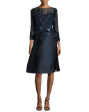 Sequined-Bodice Fit-&-Flare Cocktail Dress