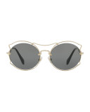 Waved Monochromatic Open-Inset Sunglasses