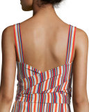 Frederick Silk Striped Crop Top, Multicolor