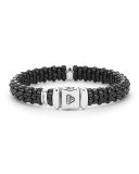 Black Caviar Bracelet with Diamond Station, Size Medium