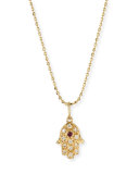 14k Gold Diamond Hamsa Pendant Necklace