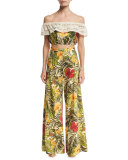 Pamela Tropical Floral-Print Palazzo Pants