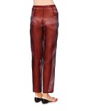 Slim-Leg Ankle Pants, Navy/Red